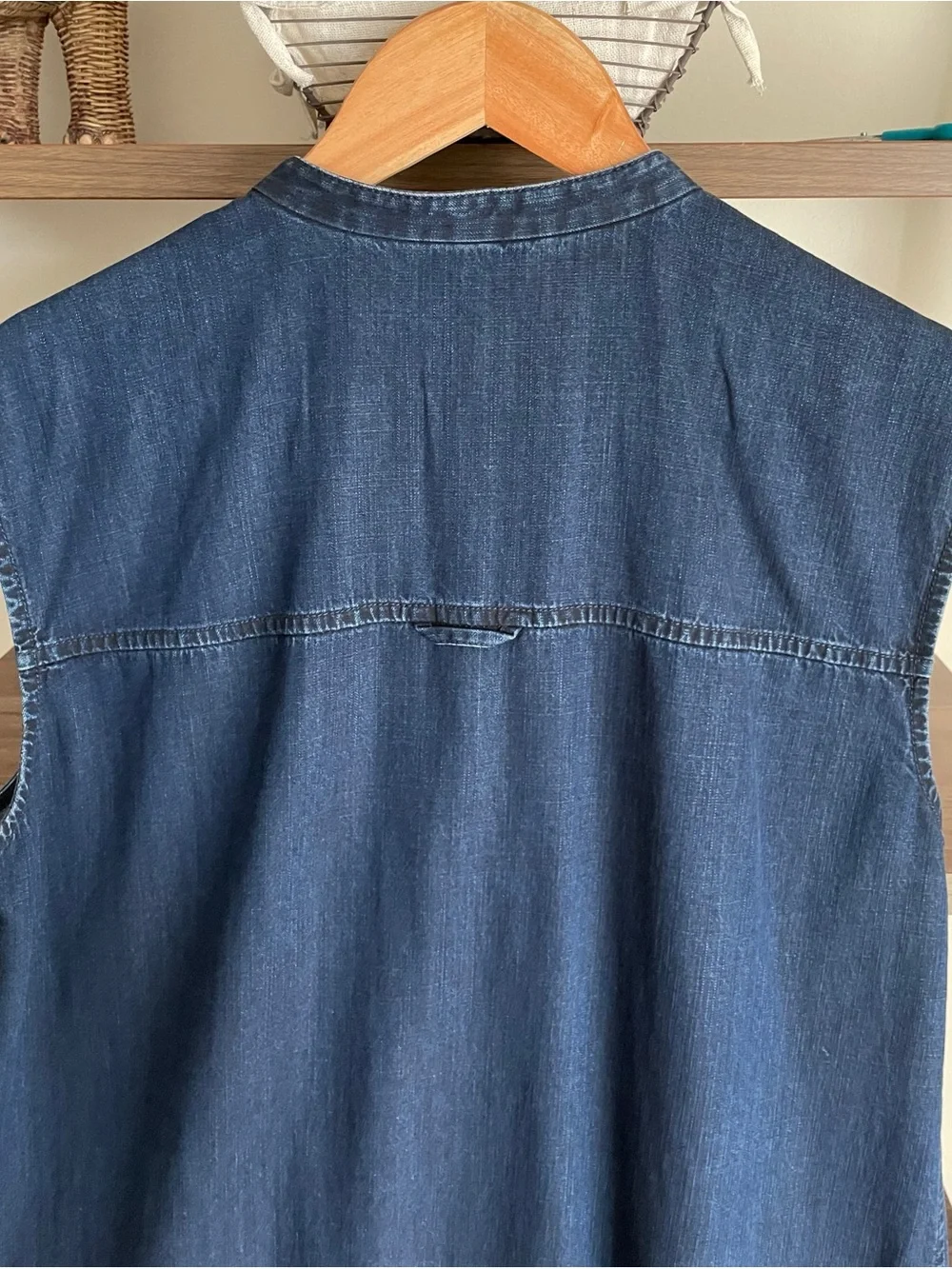 Eileen Fisher Sleeveless Button-Front Denim Tunic Dress, Size Medium - Picture 5 of 12